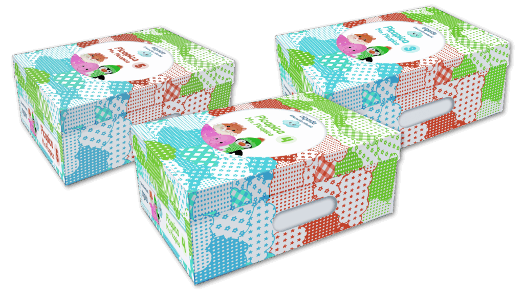 Cajas contenedoras de material de aula.