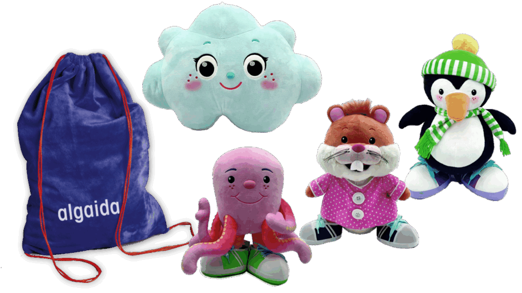 MuÃ±ecos de los personajes del proyecto.