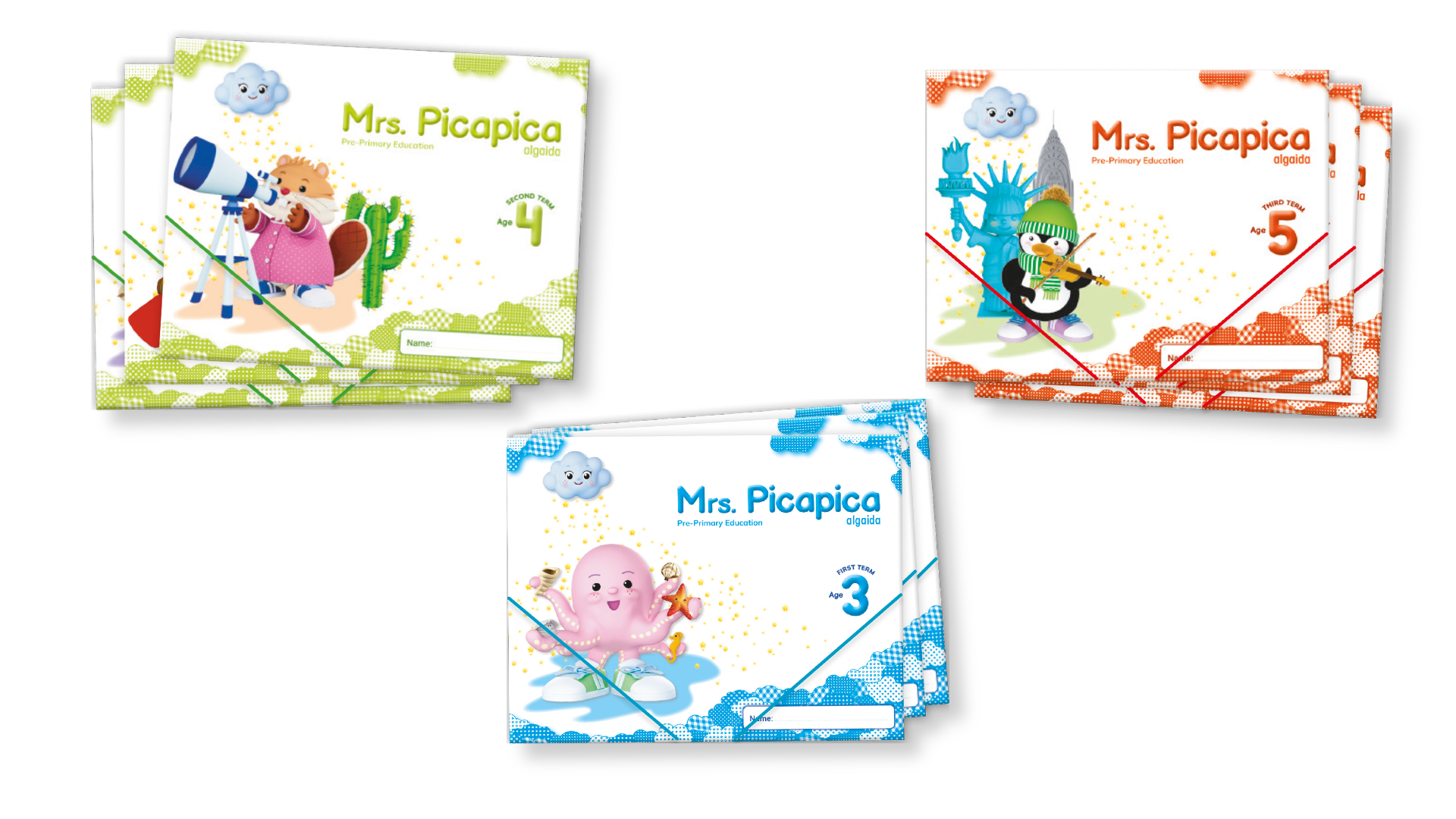 Carpetas de materiales para el alumnado de 3, 4 y 5 años de escuelas infantiles bilingües en Inglés.